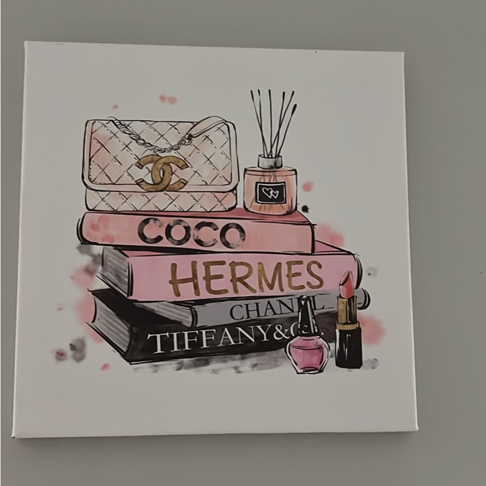 CHANEL Pink and Black Luxury Decor Canvas